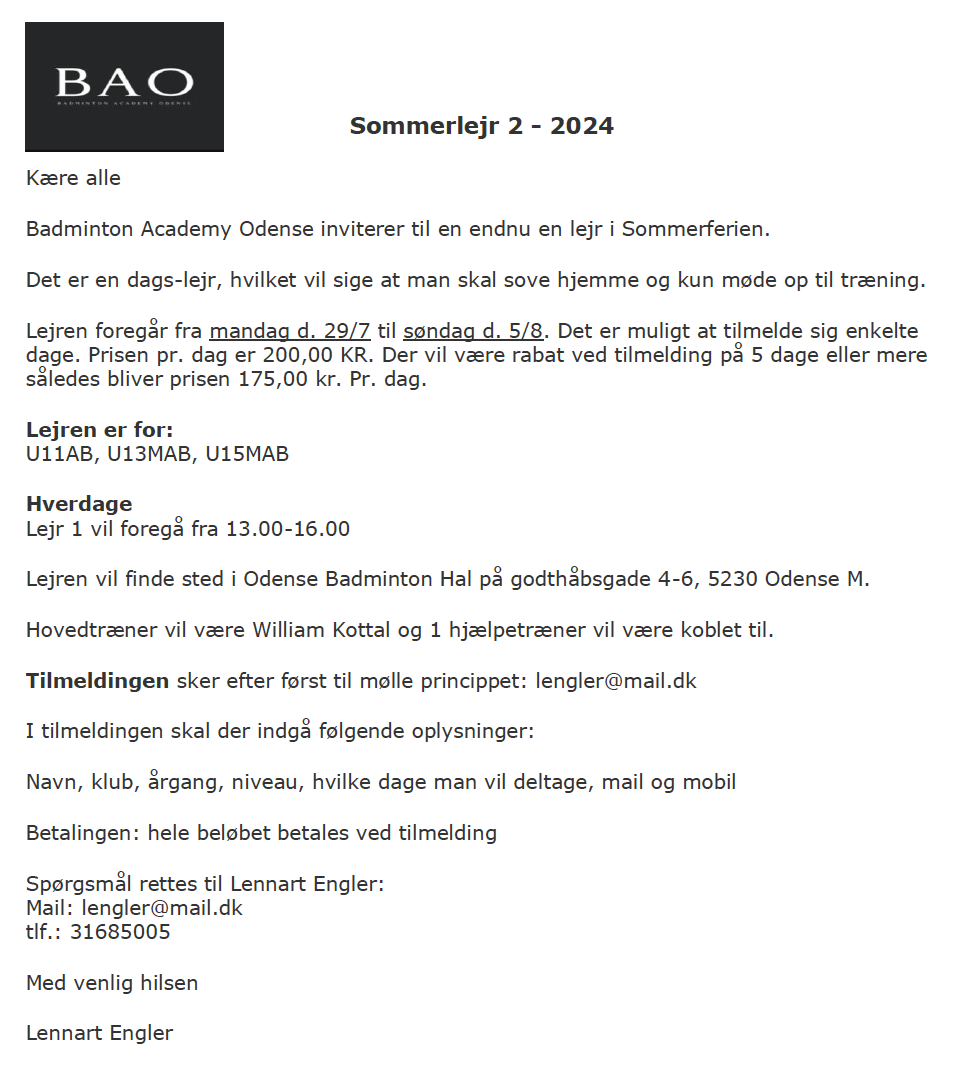 Træninglejre uge 31 - BAO Shoppen
