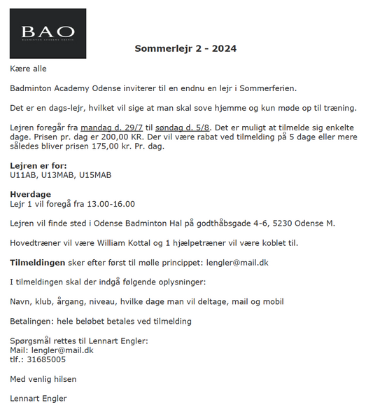 Træninglejre uge 31 - BAO Shoppen